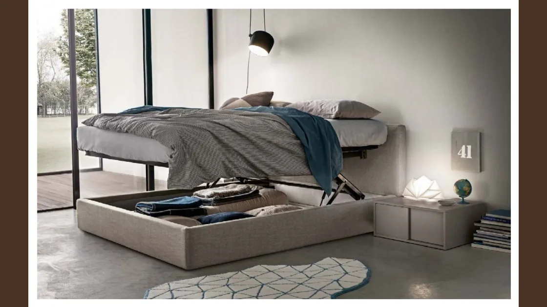 Letto in tessuto con box contenitore York di Abitare Mobilstella