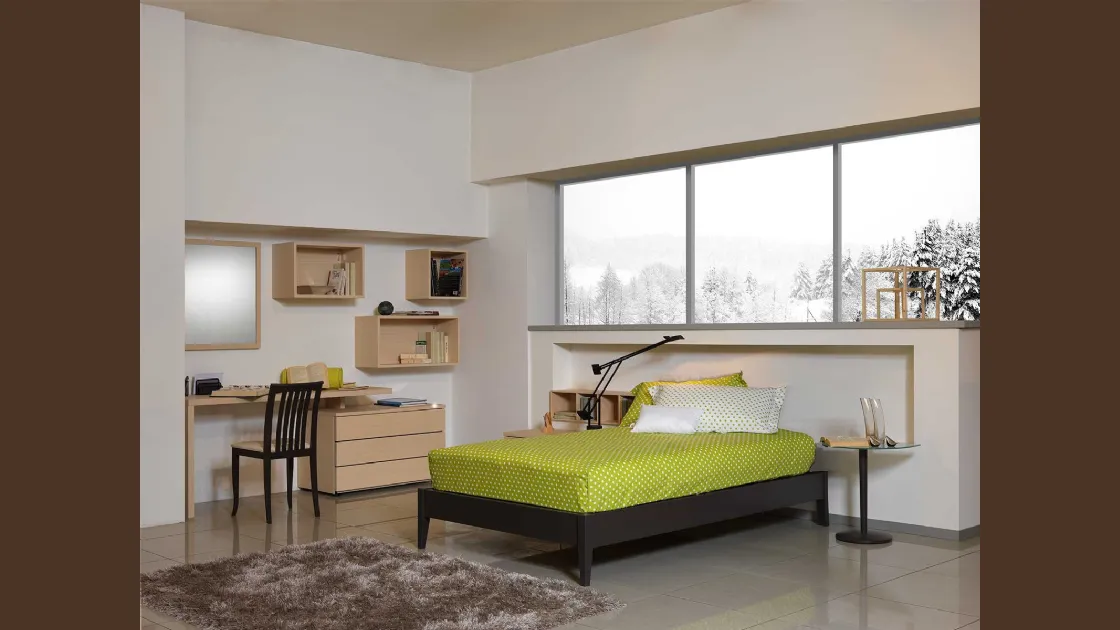 Letto in legno da una piazza e mezza Base Zeta di Fratelli Elli