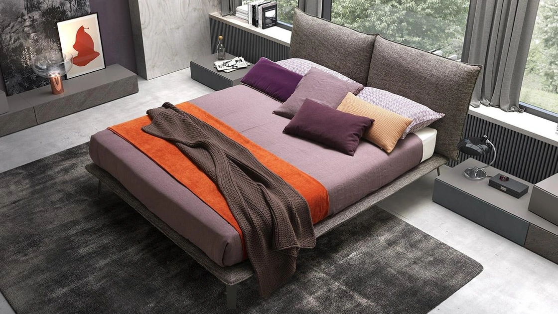 Letto Soffy in tessuto imbottito di Mobilgam