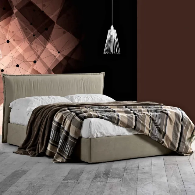 Letto in tessuto con testiera e box contenitore Paradiso di Lettissimi