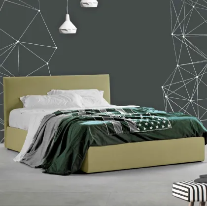 Letto in tessuto con box contenitore e testiera Perseo di Lettissimi
