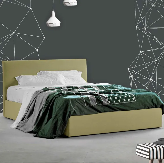 Letto in tessuto con box contenitore e testiera Perseo di Lettissimi