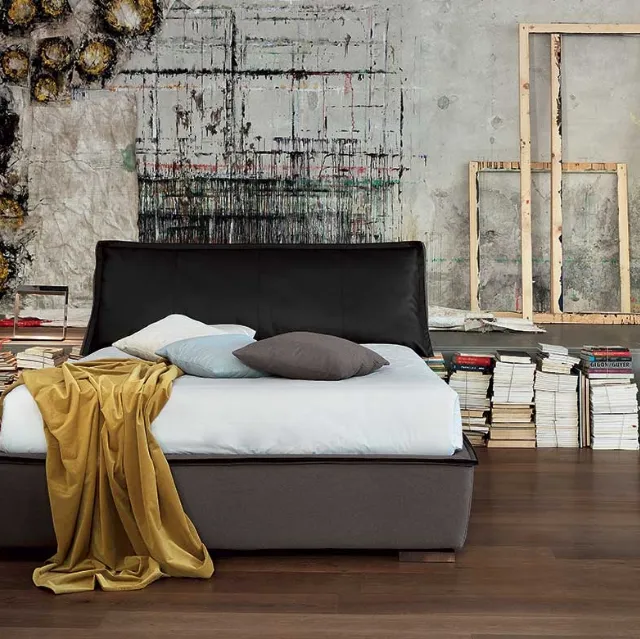 Letto in tessuto con testiera unita Sandy di Bontempi Letti Design
