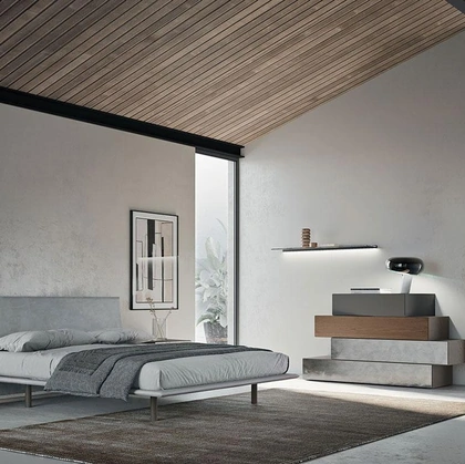 Letto matrimoniale Silom in tessuto imbottito di Mobilgam