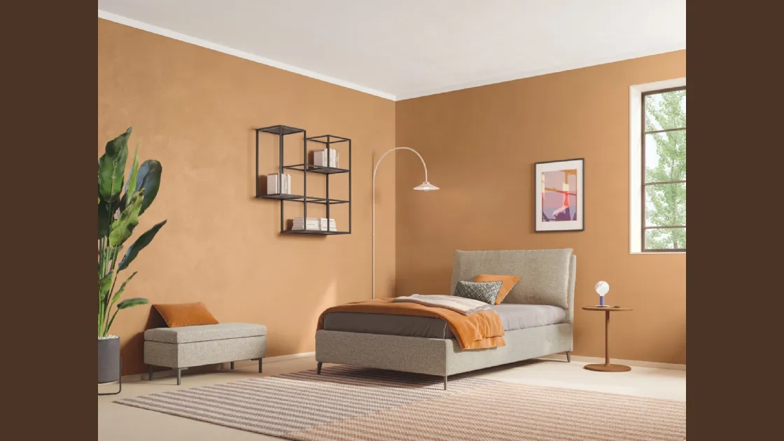 Letto Singolo in tessuto con testiera Blanca di Twils