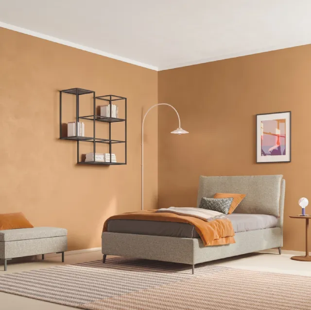 Letto Singolo in tessuto con testiera Blanca di Twils