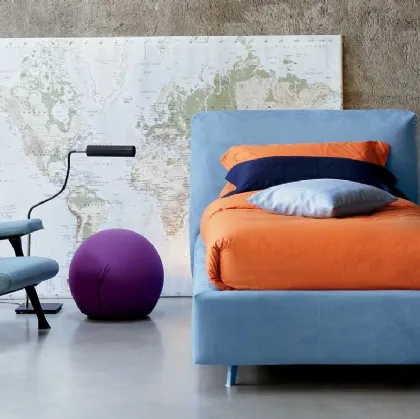 Letto singolo in tessuto con testiera Kuna di Bontempi Letti Design