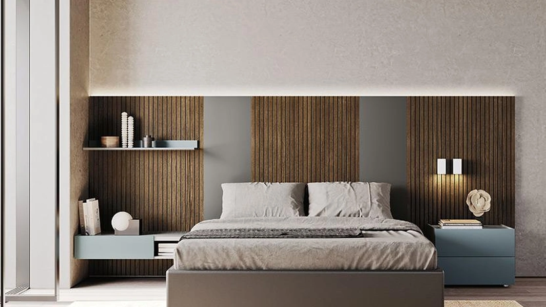 Letto matrimoniale con testiera Sistema Sipario di Mobilgam