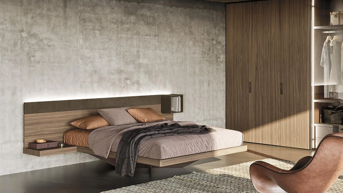 Letto matrimoniale Wall System N06 di Mobilgam