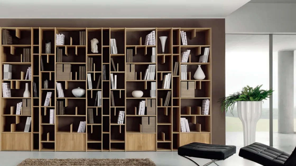 Libreria componibile modulabile in rovere massello Charming Oak Espace di Domus Arte