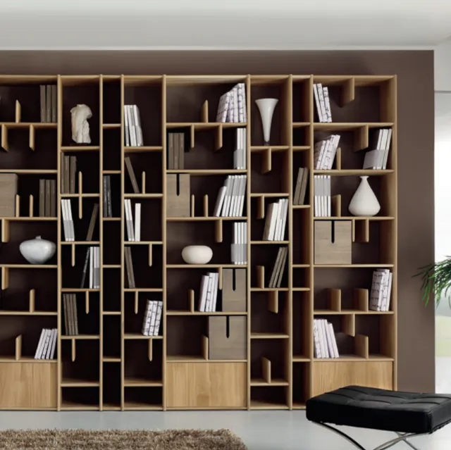 Libreria componibile modulabile in rovere massello Charming Oak Espace di Domus Arte