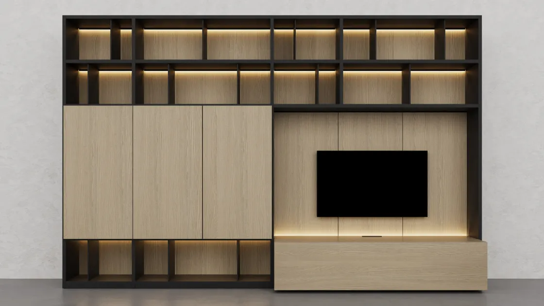 Libreria in essenza legno Barrique di Fratelli Elli