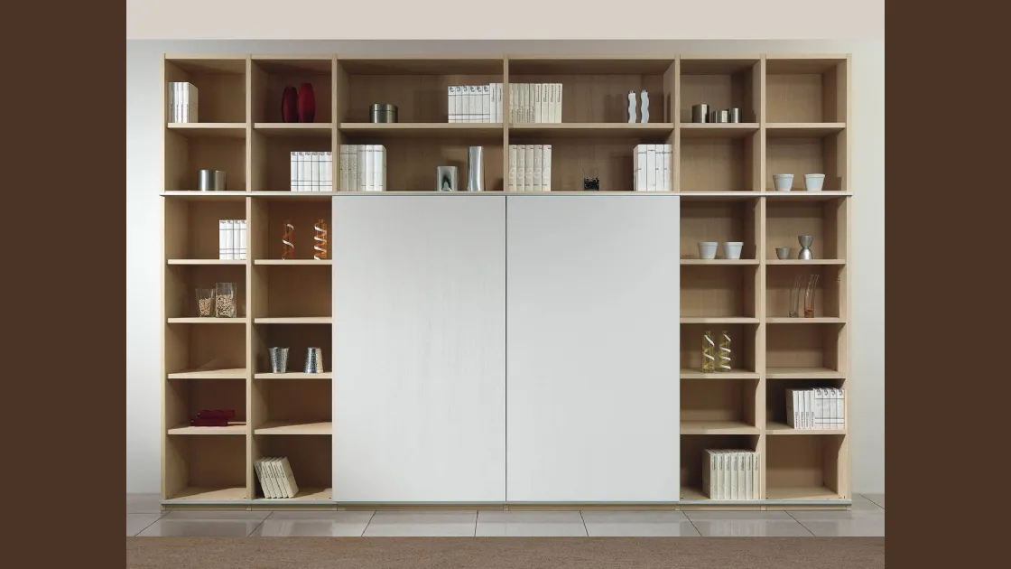 Libreria a muro in legno composizione 06 di Fratelli Elli