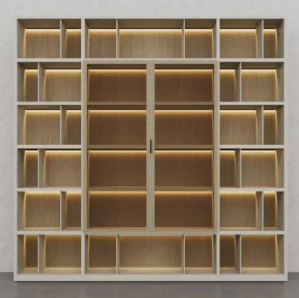 Libreria in laccato Creta e essenza legno Barrique di Fratelli Elli