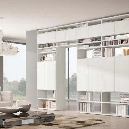 Libreria living 76D autoportante e passante composta da ante e vani a giorno bifacciali di Ferrimobili
