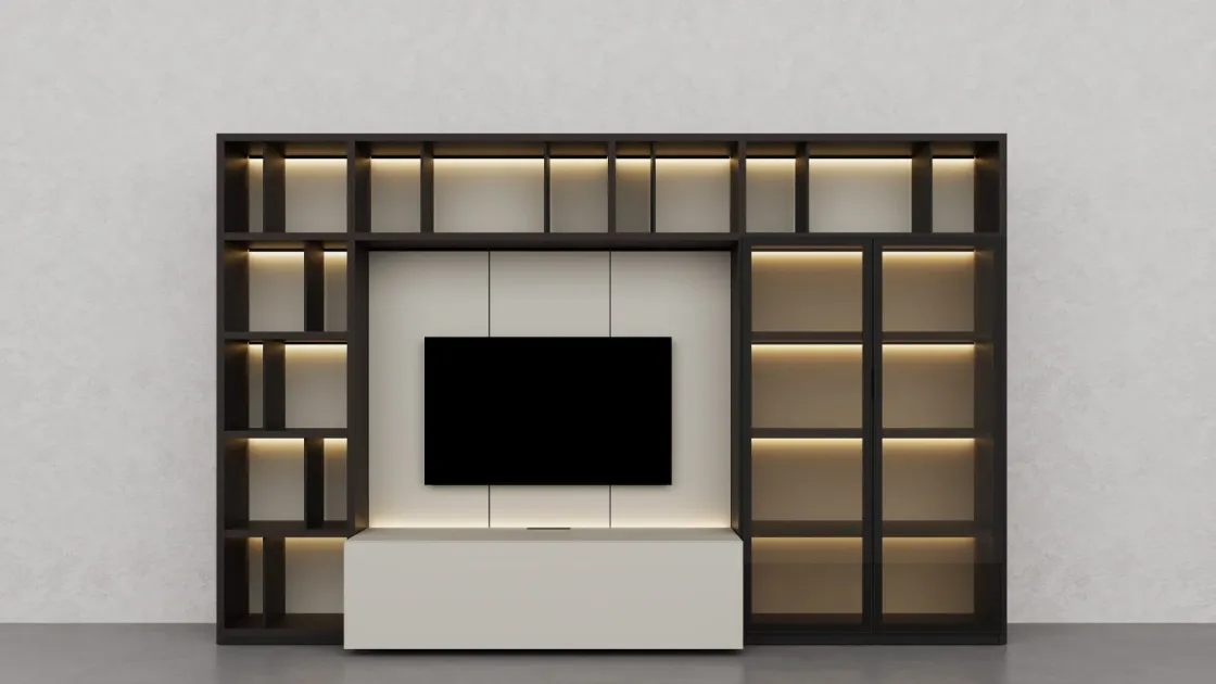 Libreria in essenza legno President e laccato Creta 02 di Fratelli Elli