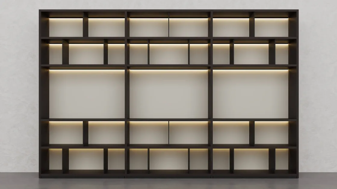 Libreria in essenza legno President e laccato Creta 01 di Fratelli Elli