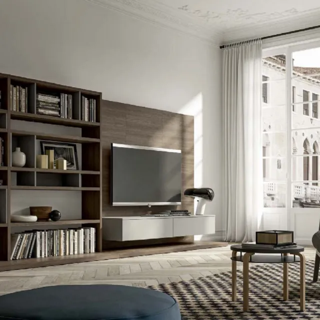 Libreria a mensole componibili in rovere massello Charming Oak Tetris di Domus Arte