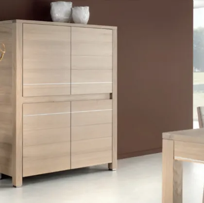 Madia Alta in rovere con inserti e piedini in alluminio Charming Oak New York di Domus Arte