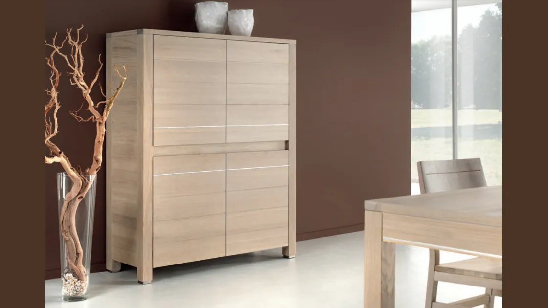 Madia Alta in rovere con inserti e piedini in alluminio Charming Oak New York di Domus Arte