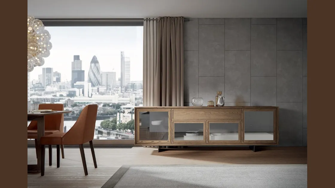 Madia Zenith Zen 01 in legno e vetro di Mobilgam
