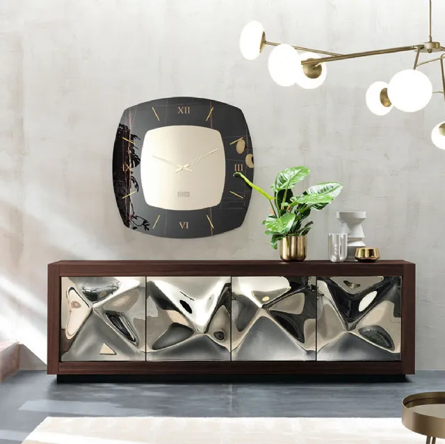 Madia Picasso P12 Fiocco in cristallo fuso specchiante bronzato e struttura in legno di Riflessi
