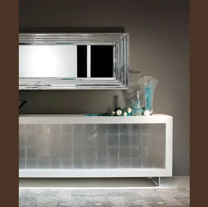 Madia Picasso P12 Simple in Rovere Bianco con ante rivestite in Foglia Argento di Riflessi