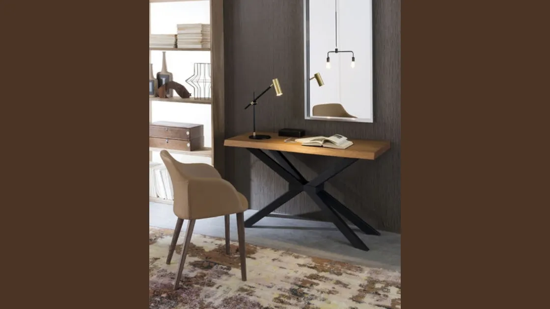 Mobile ingresso Shangai Consolle allungabile con top in legno e base in alluminio verniciato di Riflessi