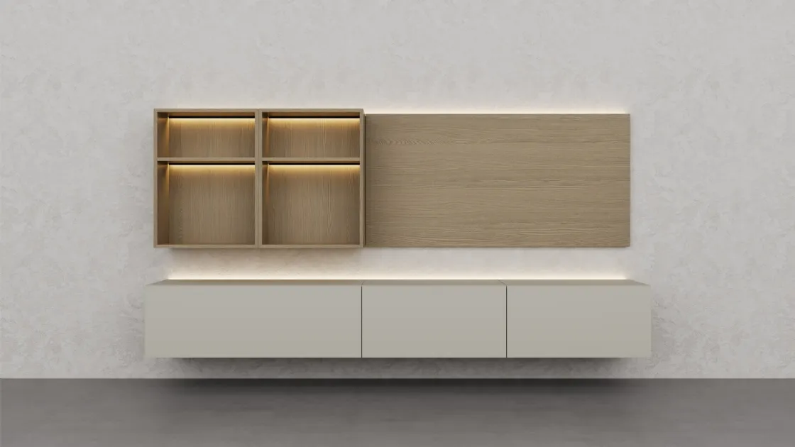 Parete Attrezzata Climb Laccato Creta di Fratelli Elli