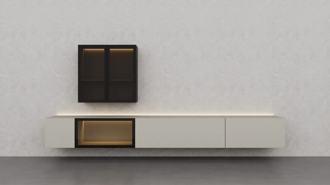 Parete Attrezzata Climb Laccato Creta di Fratelli Elli