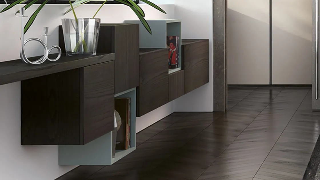 Parete Attrezzata modulare Climb in essenza legno President di Fratelli Elli