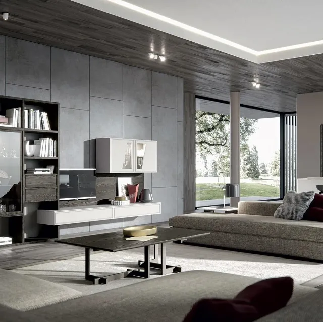 Parete Attrezzata Composizione Zenith 122 in legno di Mobilgam