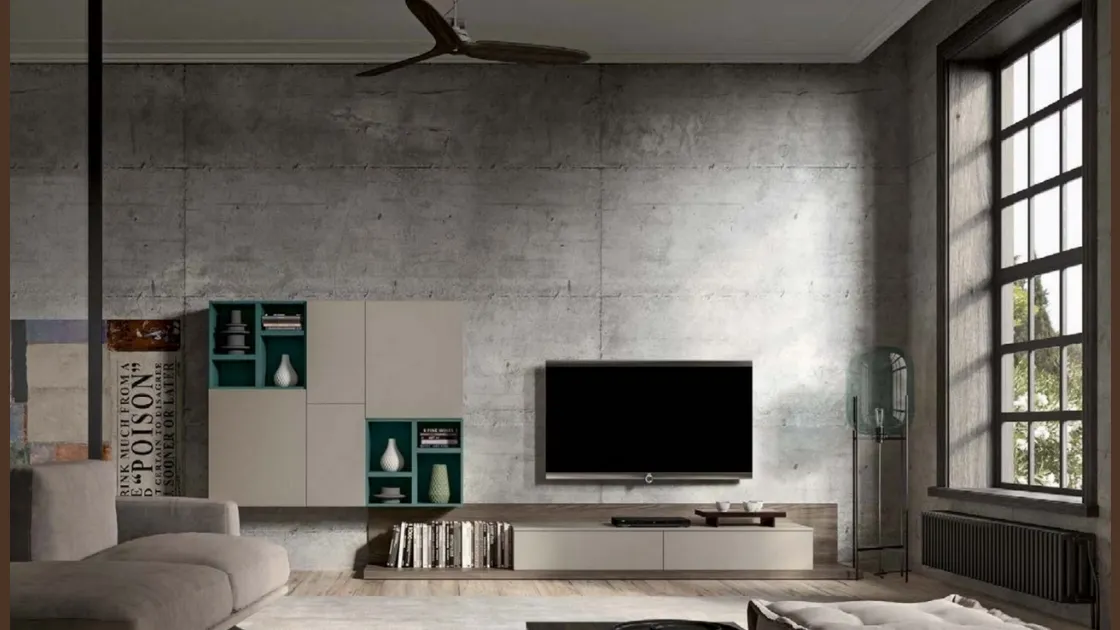 Parete attrezzata African Wood GF1045 di Abitare Mobilstella
