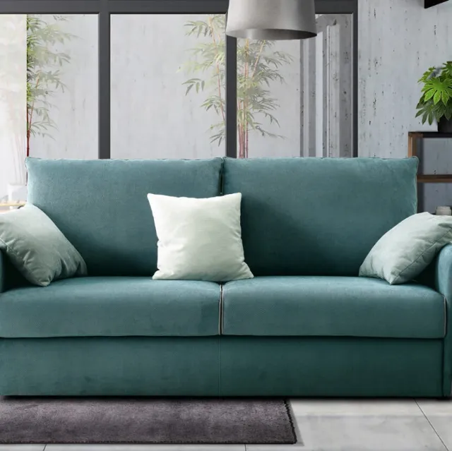 Divano lineare in tessuto con braccioli sottili Linus di Biel