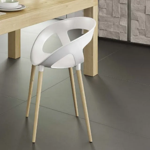 Sedia in plastica con gambe in rovere Biochic Rounded di Domus Arte