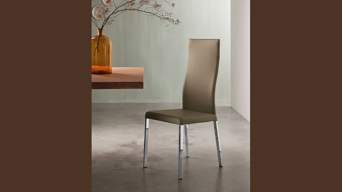 Sedia Denise Flex in pelle con schienale alto di Riflessi
