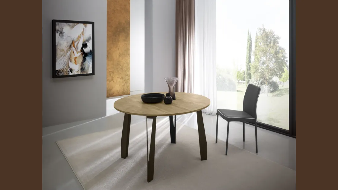 Tavolo T1377A Jet 120 Rotondo in melaminico rovere di Zamagna