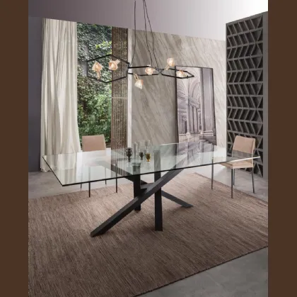 Tavolo con top in cristallo Shangai Vetro di Riflessi