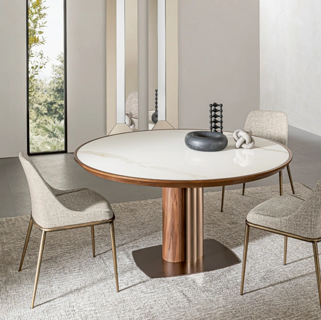 Tavolo Tower in legno e ceramica di Riflessi