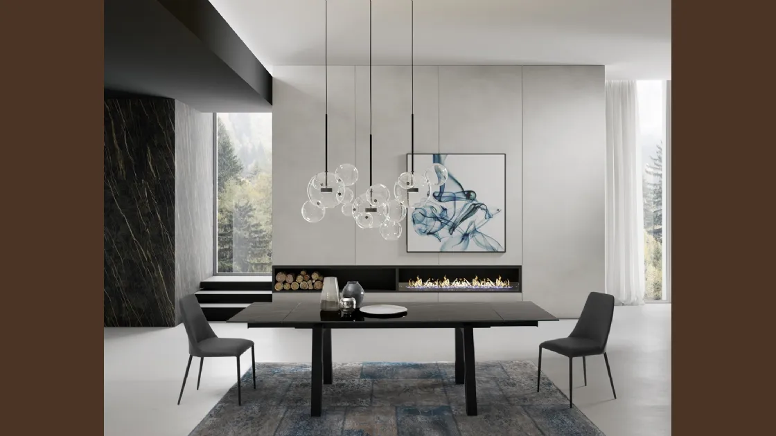 Tavolo T1358A Sand 180 in ceramica nero lucido di Zamagna