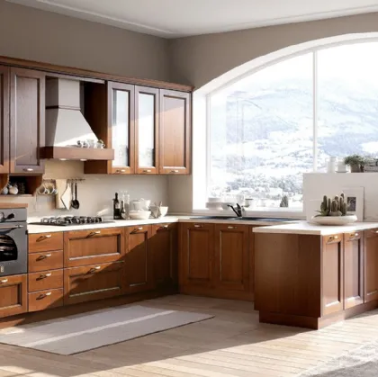 Cucina Classica angolare Venezia in frassino massello finitura tinto noce di Forma la cucina