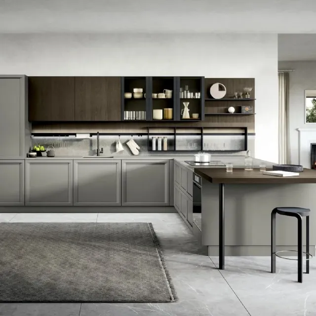 Cucina Classica angolare in massello di frassino finitura decapè corda Panera di Forma la cucina