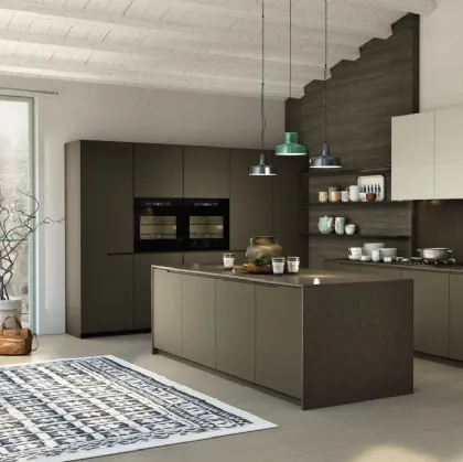 Cucina Design lineare in laccato opaco a due colori in contrasto Arena 06 di Maistri