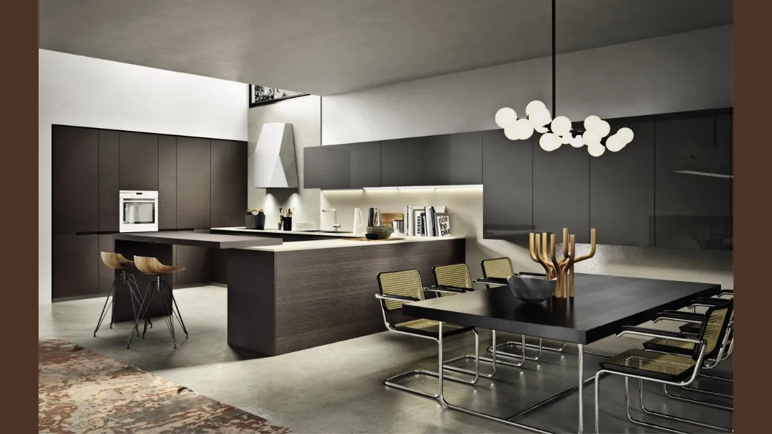 Cucina Design con penisola Arena in legno di Maistri
