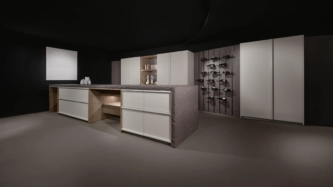 Cucina Design Arena Mass + K table con penisola di Maistri