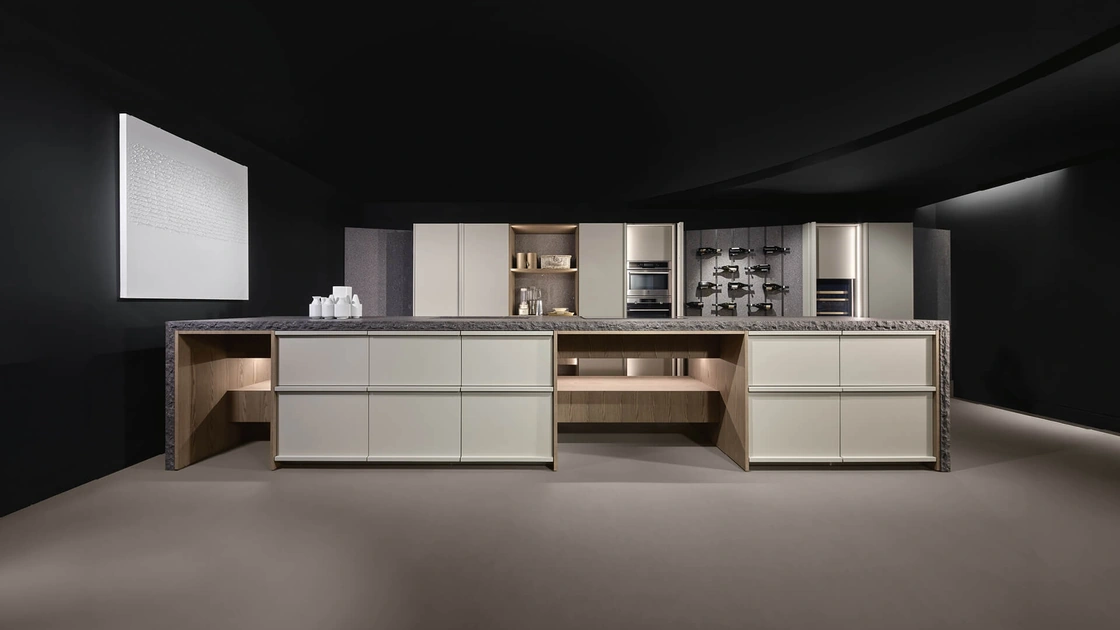 Cucina Design Arena Mass + K table con penisola di Maistri