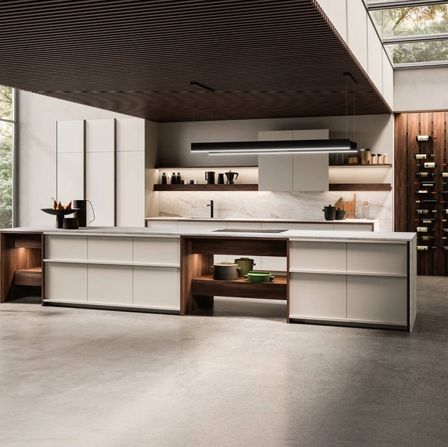 Cucina Design con isola Arena Mass + K table di Maistri