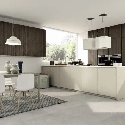Cucina Design lineare in laccato opaco e legno Arka 07 di Maistri