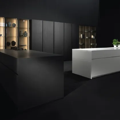 Cucina Design lineare in legno e laccato bianco Giza 07 di Maistri