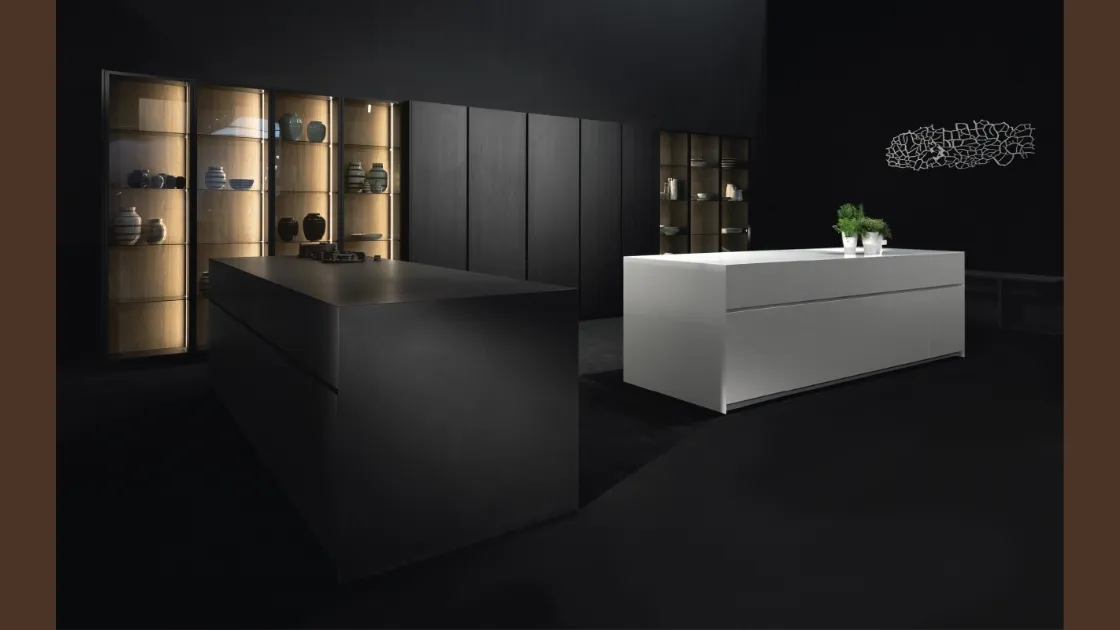 Cucina Design lineare in legno e laccato bianco Giza 07 di Maistri